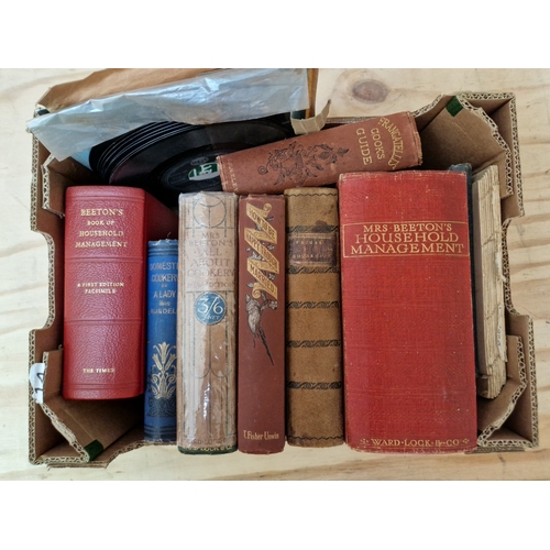 223 - A box of 19th and 20th century books relating to housekeeping and cooking, including Mrs Beeton's, e... 