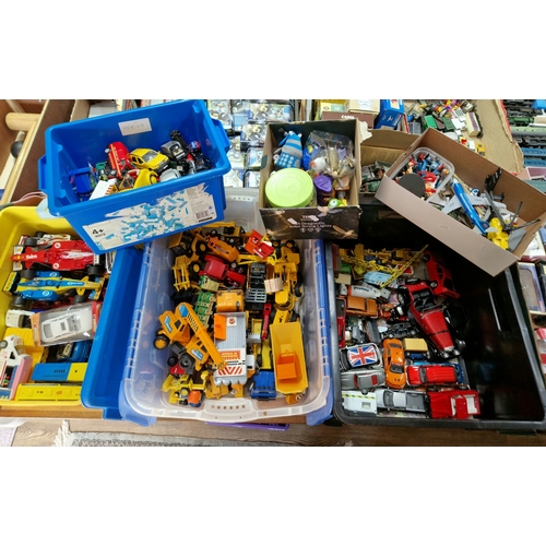 235 - 6 boxes of various toys to include assorted diecast (Corgi & Dinky etc.), modern construction toys, ... 