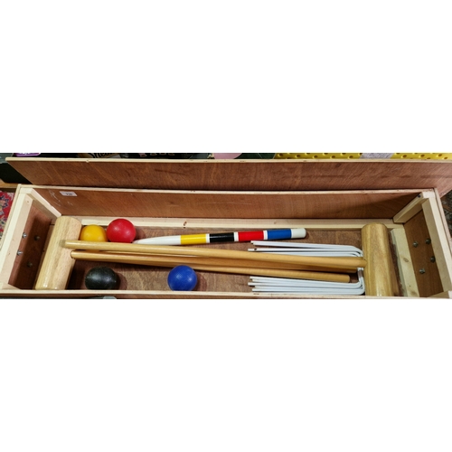 236 - A vintage Jaques croquet set in associated wooden box.