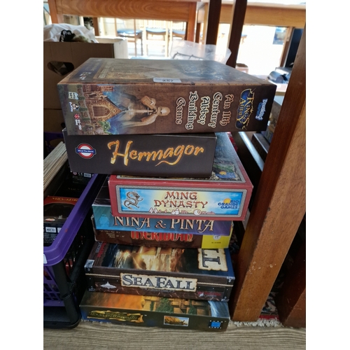 257 - A collection of boxed stategy boards games to include Ming Dynasty, Nina & Pinta, Meridian, Seafall,... 