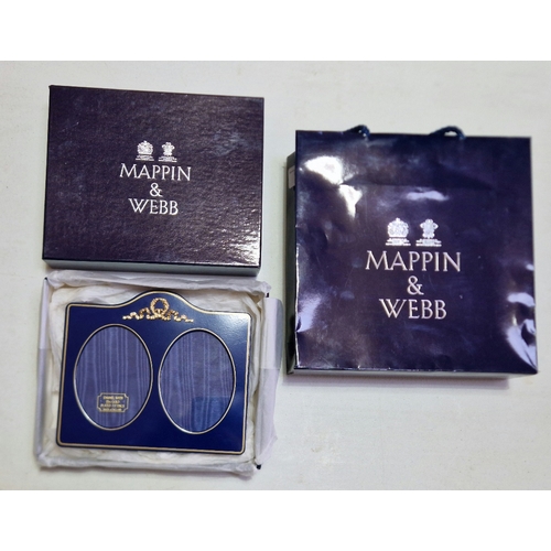 270 - A Mappin & Webb phot frame, with gold plated fittings, in box & bag.