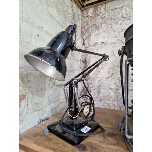 275 - A black Herbert Terry & Sons Anglepoise lamp on two step base.