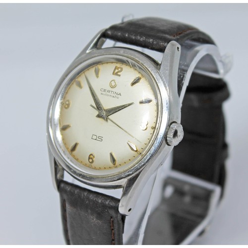 7 - A Certina DS stainless steel automatic wristwatch, circa 1970, diam. 35mm, signed champagne dial wit... 