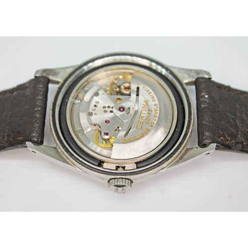 7 - A Certina DS stainless steel automatic wristwatch, circa 1970, diam. 35mm, signed champagne dial wit... 