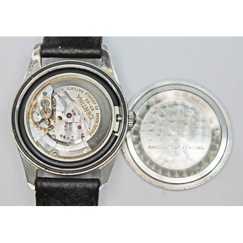 7 - A Certina DS stainless steel automatic wristwatch, circa 1970, diam. 35mm, signed champagne dial wit... 