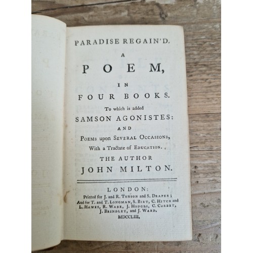 289 - JOHN MILTON. Paradise Regain`d. A POEM, IN FOUR BOOKS.