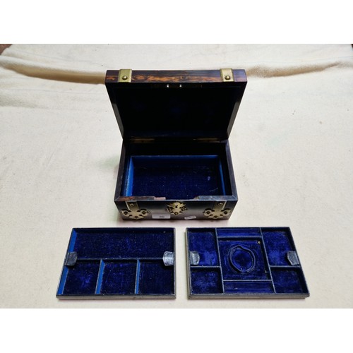 86 - A 19th century coromandel and brass bound jewellery box.