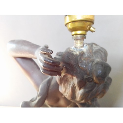 150 - A pair of Art Nouveau patinated spelter lamp bases after Moreau, height 64cm.