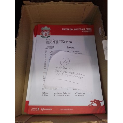 49 - 70 Liverpool FC home, Premier League & Cup team sheets.