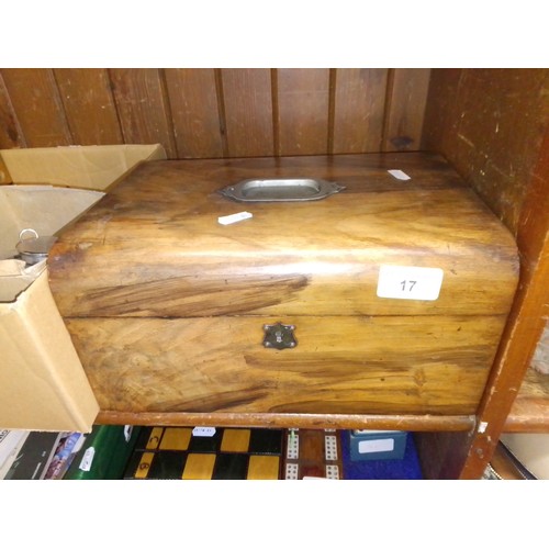 17 - A walnut sewing box with contents.