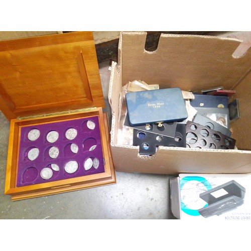 47 - A box of world coins, banknotes and accessories