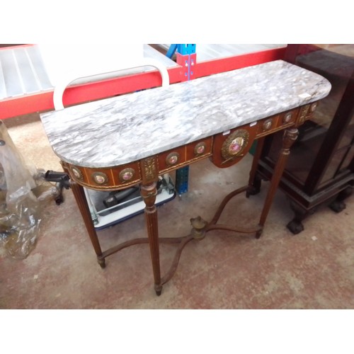 776 - A reproduction French marble top console table.