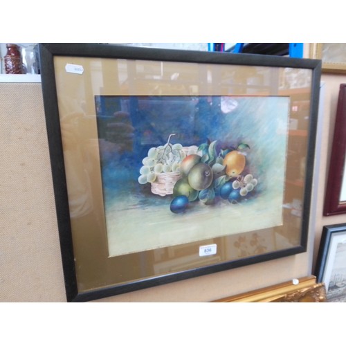 836 - Early 20th century school, watercolour, still life of fruit, signed 'J.E. Broadley, 1913', framed an... 