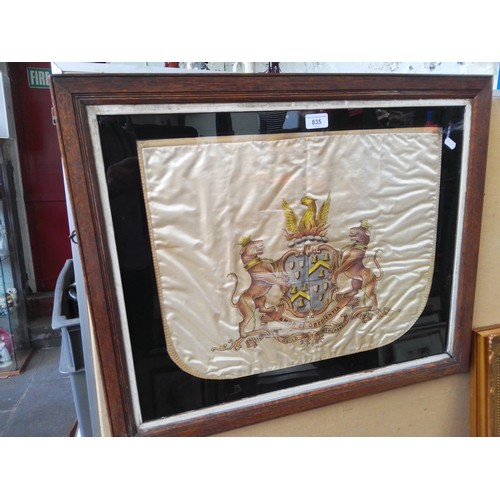 835 - A Preston Guild silk, dated 1902, framed and glazed.