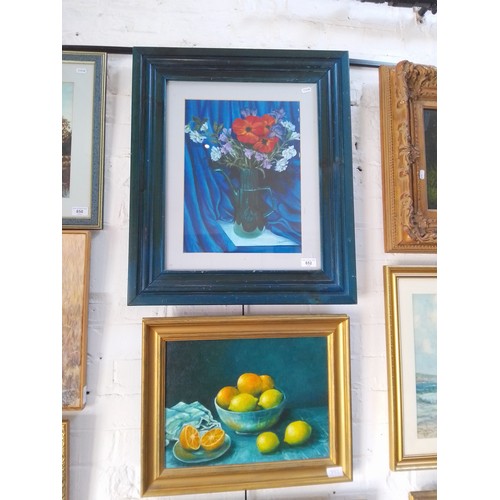 852 - Two original still life oil paintings by Joan Downes (British 20th/21st century), 'Rhapsody in Blue'... 