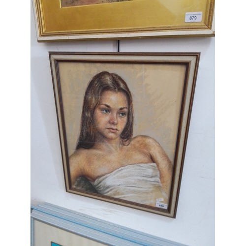 880 - Allan Cownie (Welsh 1927-2015), 'Julia', pastel portrait of a young woman (37cm x 47cm), signed 'ALN... 