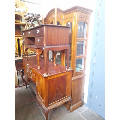 903 - A1920s oak sideboard and a modern lounge display cabinet. - recycled