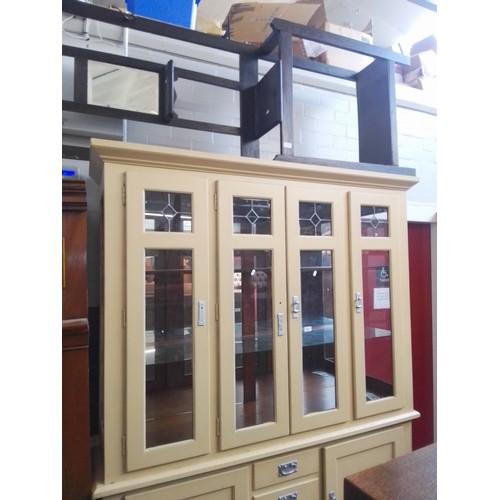 937 - A painted oak display cabinet, together with an oak hall stand.