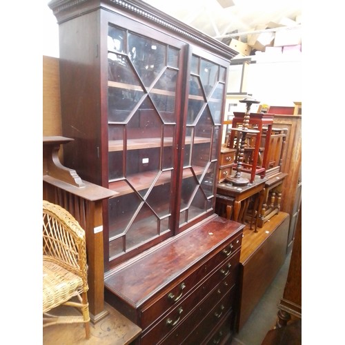 941 - A 19th century mahogany secretaire cabinet bookcase.