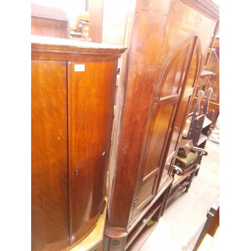 957 - Various items of furniture; two Georgian mahogany corner cabinets, one on later base and an Edwardia... 