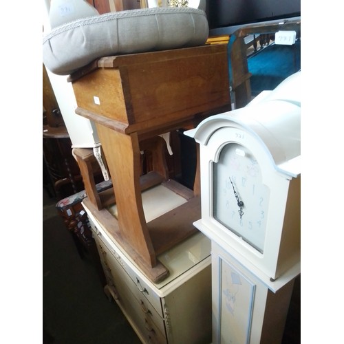 971 - Various items of furniture; a French style chest of drawers & matching bedside cabinet, painted gran... 