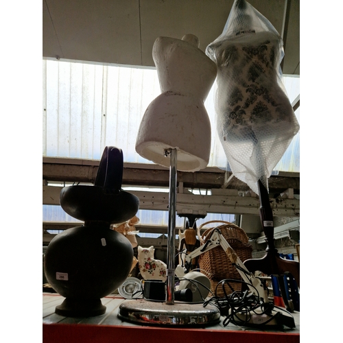 287 - A dressmakers dummy and two anglepoise lamps