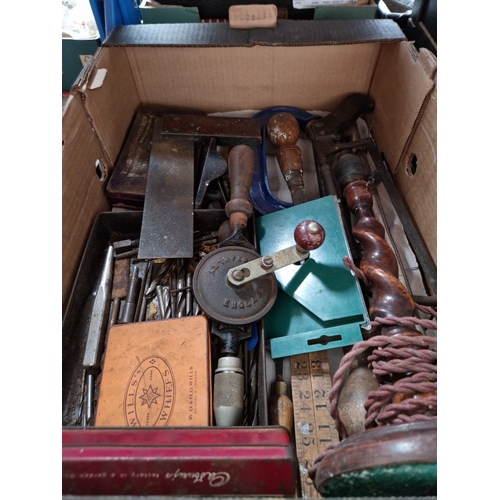 297 - A box of vintage tools etc