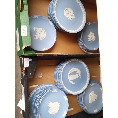 633 - Two boxes of Wedgwood blue jasper Christmas plates