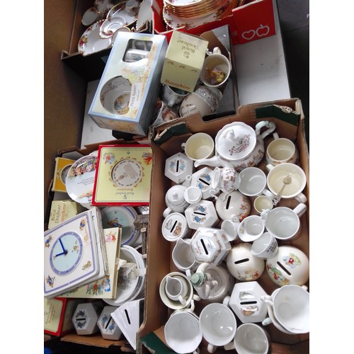 698 - 3 boxes of Bunnykins pottery etc