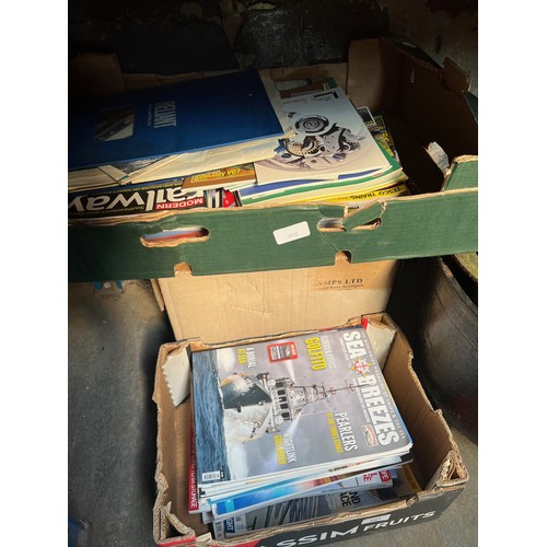 101 - 2 boxes of ships, planes and train magazines and 1 box of mixed magazines to include railway and sta... 