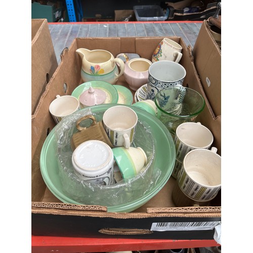 210 - 8 boxes of mixed pottery, metal-ware, glassware, plated-ware, etc.