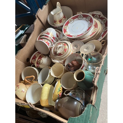 208 - 14 boxes of miscellaneous items including ceramics, ornaments, glassware, pictures, etc.