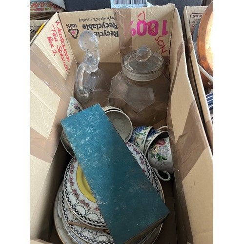 208 - 14 boxes of miscellaneous items including ceramics, ornaments, glassware, pictures, etc.