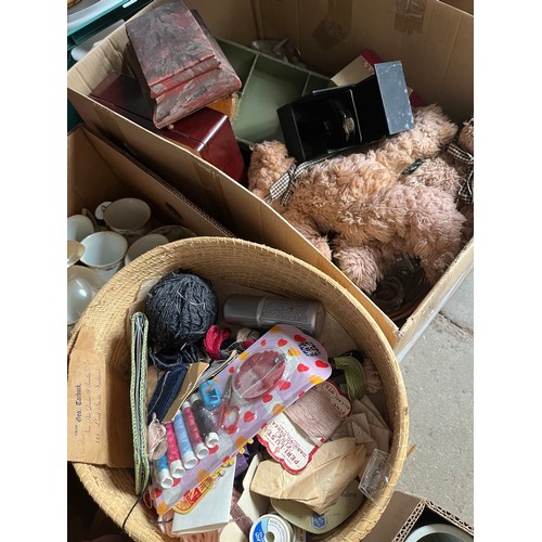 208 - 14 boxes of miscellaneous items including ceramics, ornaments, glassware, pictures, etc.