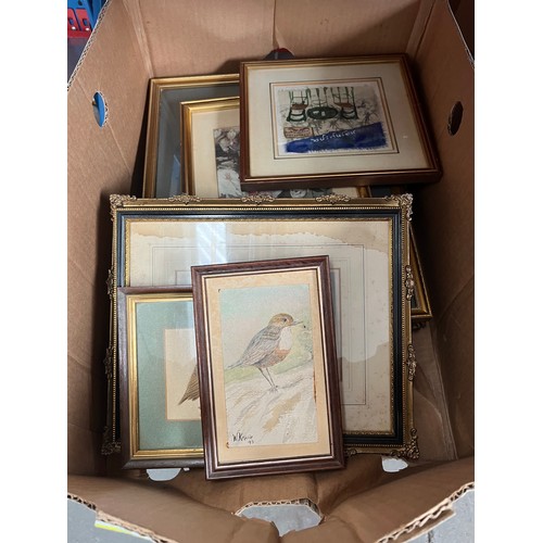 208 - 14 boxes of miscellaneous items including ceramics, ornaments, glassware, pictures, etc.