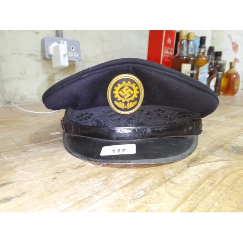 117 - A WW2 visor cap for members of the German Labour Front (DAF)