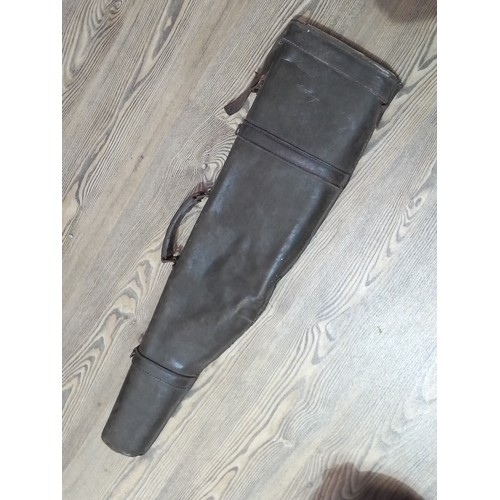 131 - An antique leather leg of mutton shotgun case.