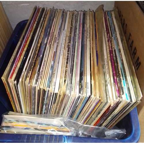 250 - A box of of various LP records and singles including around 40 blues/country 12