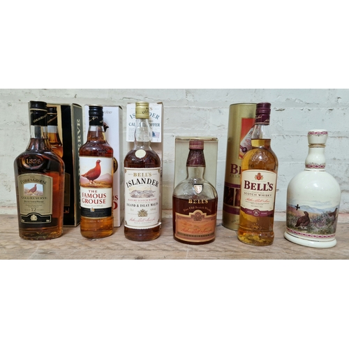 156 - 6 bottles of assorted scotch whisky to include The Fanous Grouse (Decanter, Golden Reserve 12, blend... 