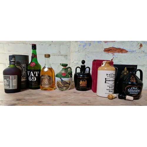 168 - A group of 7 assorted alcohol to include VAT 69 scotch whisky, Glayva scotch liqueur, 4 x scotch whi... 