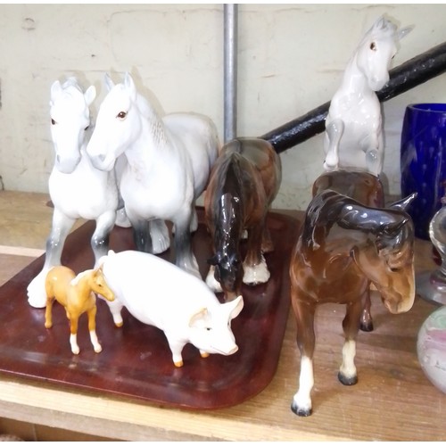 282 - Assorted Beswick models comprising six horses and a pig.