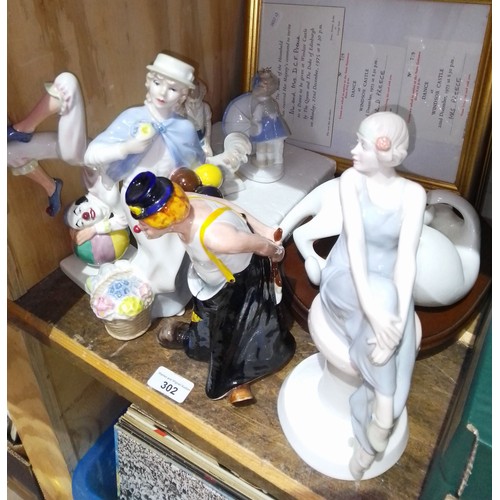 302 - A collection of Royal Doulton figures comprising Flirtation HN3071, Tip-Toe HN3293, Covent Garden HN... 