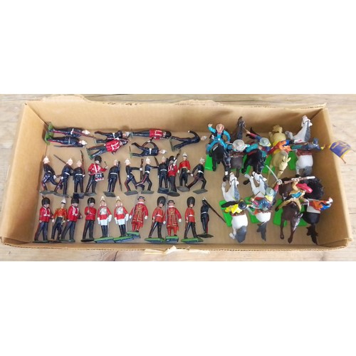 369 - A collection of mainly Britains models comprising leads soldiers and plastic horse and riders.