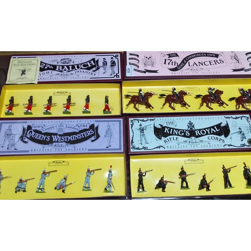 430 - Four boxed sets of Britains lead soldiers comprising Kings Royal Rifle Corps, Queens Westminsters, 1... 