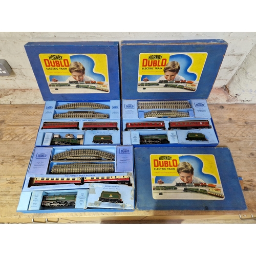 345 - Three Hornby Dublo 3-rail boxed train sets to include EDP11, EDP12 & EDP22.