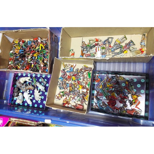 440 - A box of approx. 220 mainly Britains model cowboys & indians,