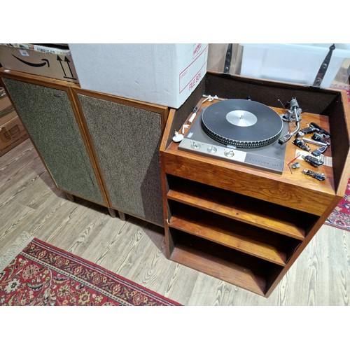 322 - A Garrard 401 turn table fitted in cabinet and a pair of KEF KIT floor standing speakers.