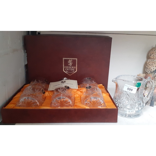 599 - Edinburgh Crystal - boxed set of 6 tumblers together with a jug