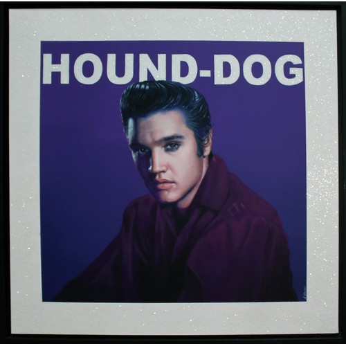 109 - Alex Weaver (b1992), Hound-Dog, oil on canvas, 100cm x 100cm, signed, labelled verso, black frame 10... 