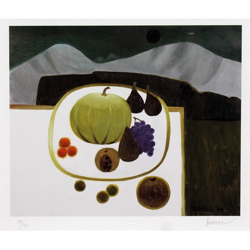 122 - Mary Fedden, Fruit 2008, giclee colour print, 36cm x 30cm, limited edition, number 29/75, signed in ... 